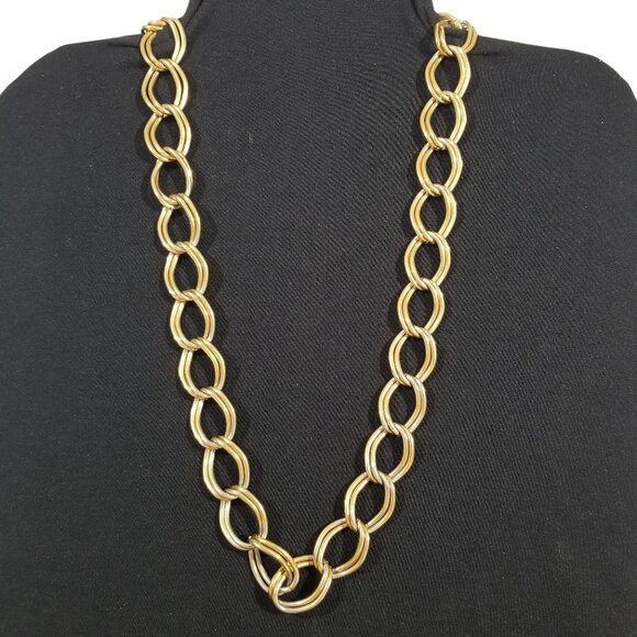 Napier Gold Chain Necklace with Double Oval Loops - Picture 1 of 10